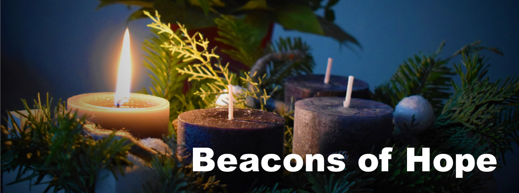 advent candles with title - beacons of hope