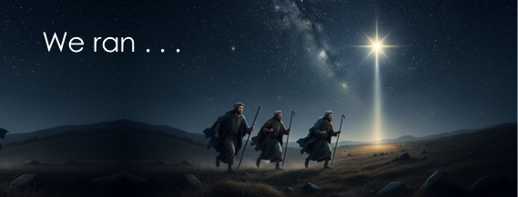 shepherds running towards light